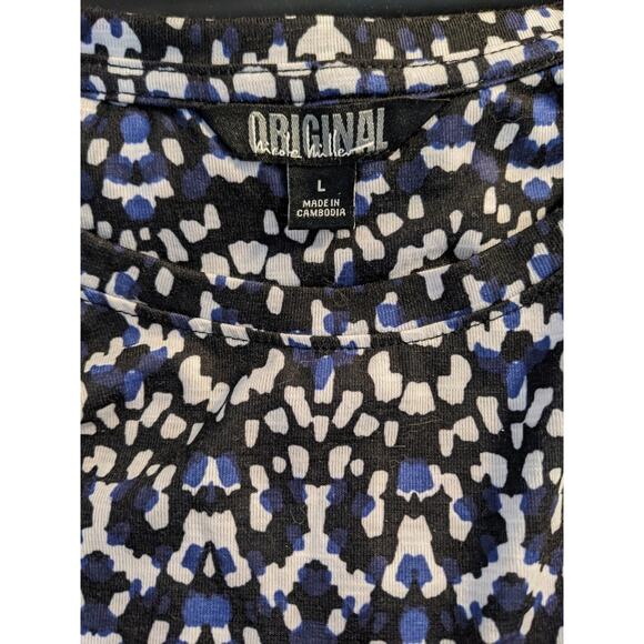 Nicole Miller Original Blue Abstract Faux Wrap T-Shirt Dress Large - Picture 6 of 7